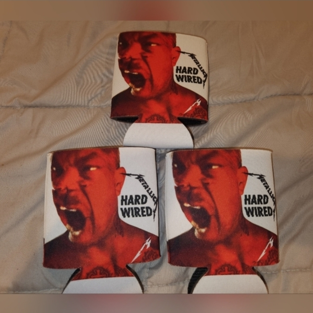METALLICA -  THREE OLD SCHOOL FOAM CAN HOLDERS / COOLERS